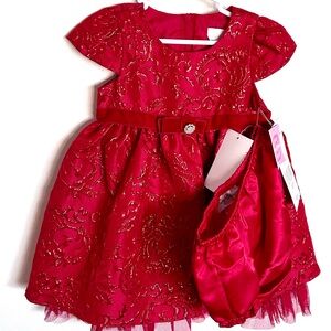 Rare Edition 18 month Red Party Dress with Matching Diaper Cover. NWT